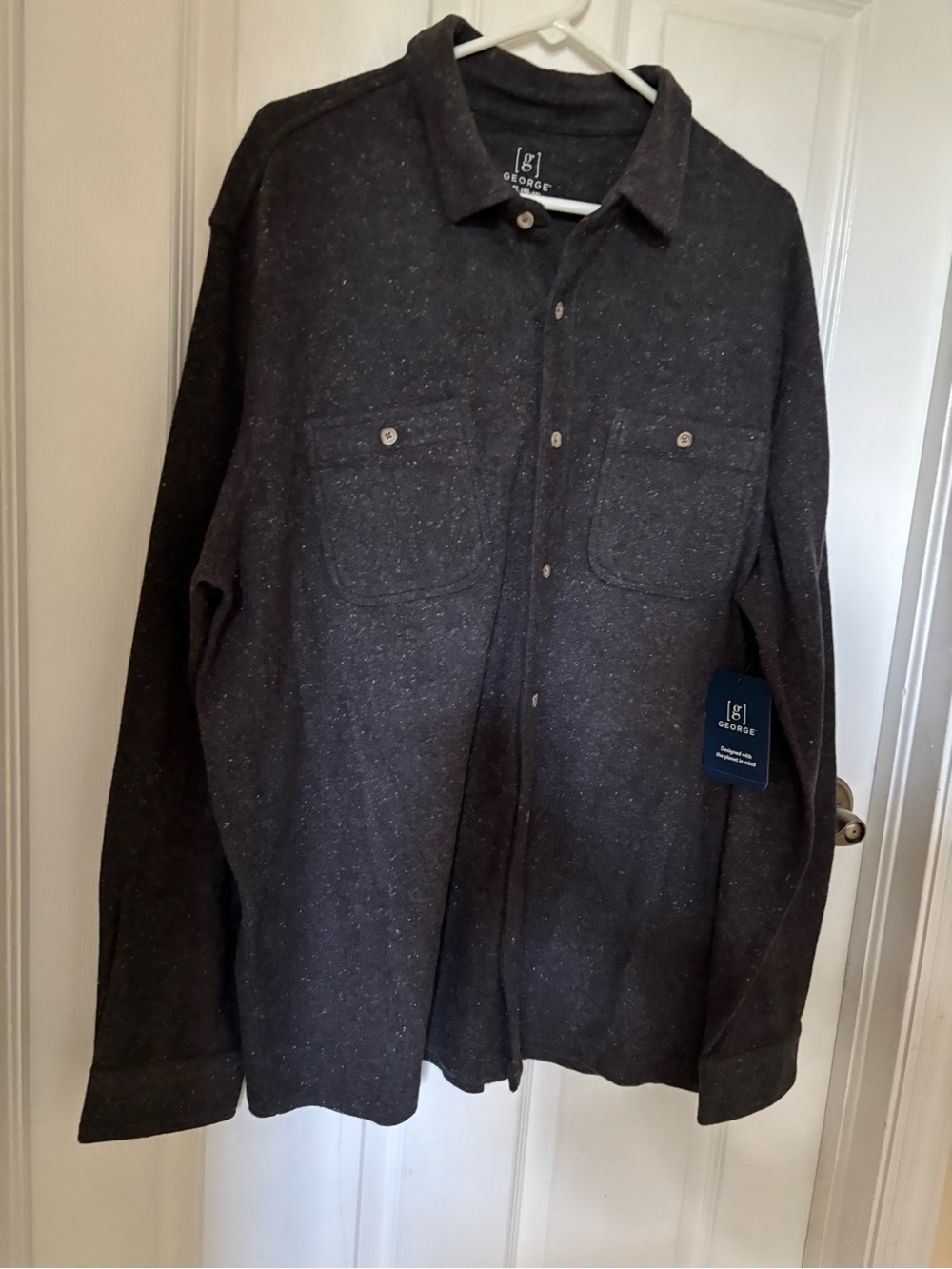 George Men's Charcoal Button-Front Shirt Jacket